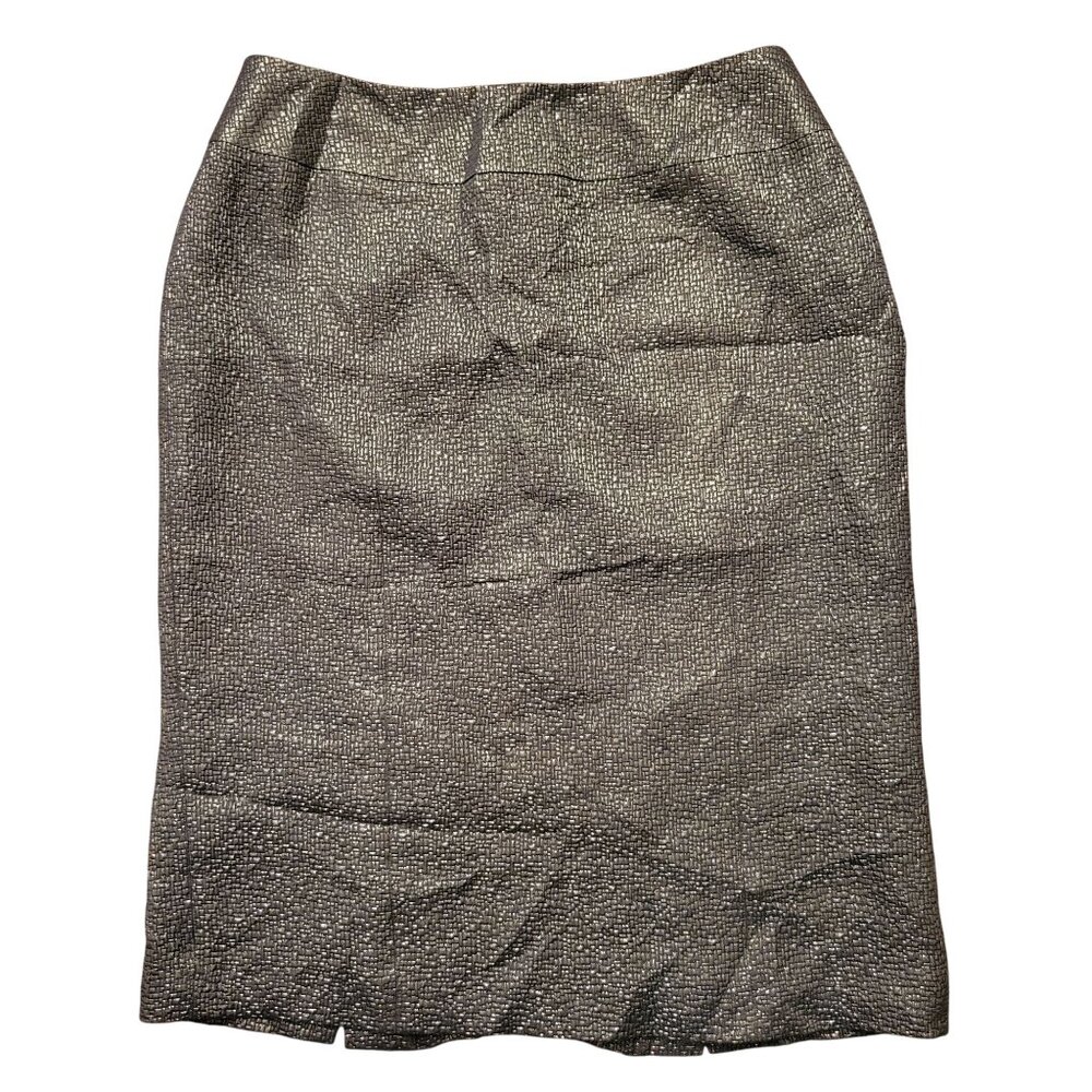 Lafayette 148 New York Metallic Pencil Skirt 8 Silk Blend Career Office Business